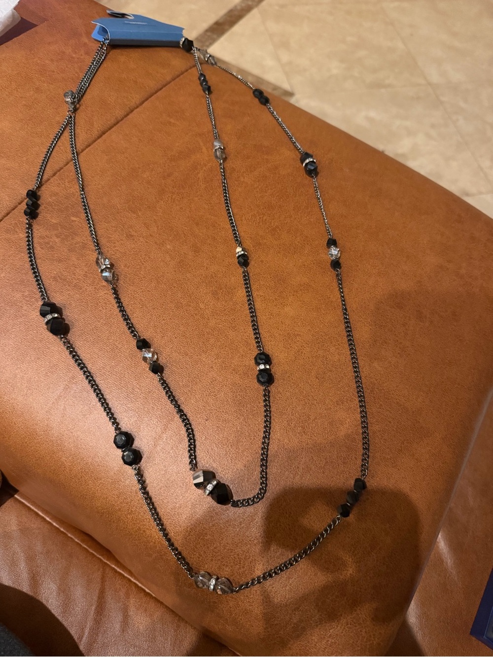 NWT Simply Vera Vera Wang Black Tone & Crystal Bead Multi-Strand Necklace